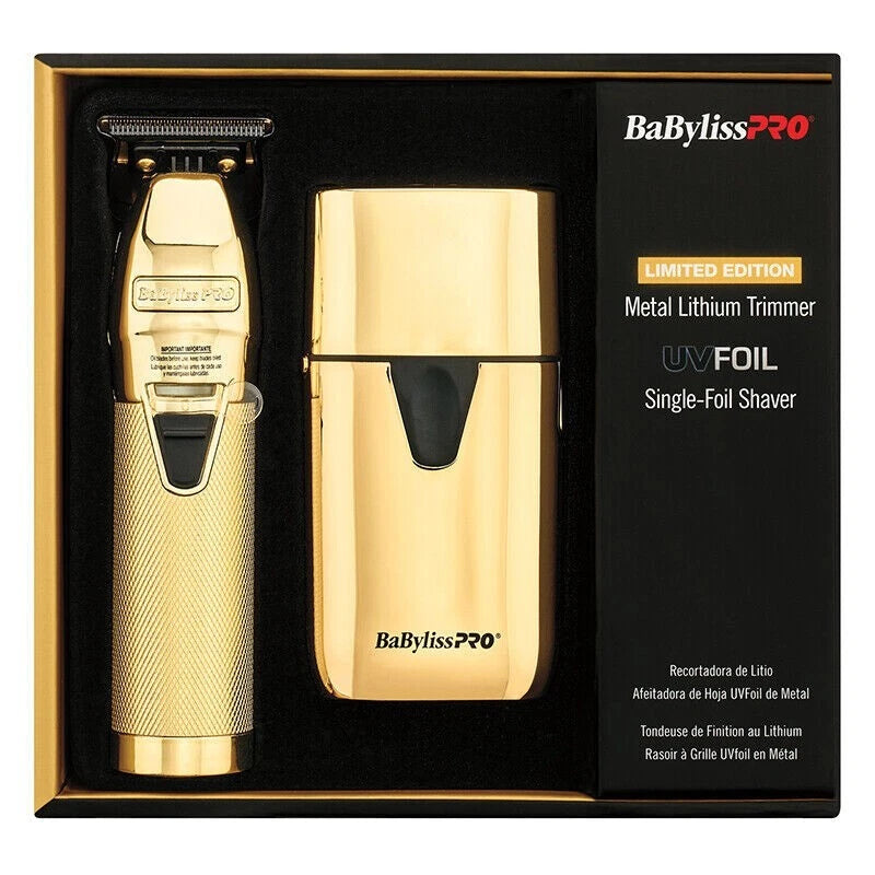BaByliss Pro LIMITED EDITION Metal Lithium Trimmer & UVFOIL Single-Foil Shaver #FXLFHOLPKG