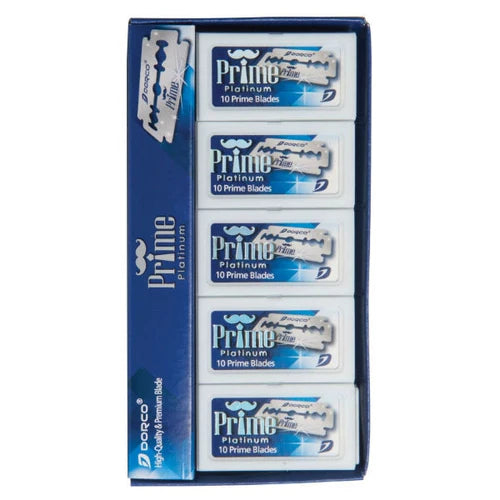 Dorco Prime Platinum Double-Edge Razor Blades – 100 Pack | Professional Shaving Blades | JCAVES USA