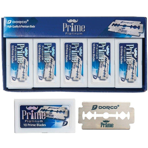 Dorco Prime Platinum Double-Edge Razor Blades – 100 Pack | Professional Shaving Blades | JCAVES USA