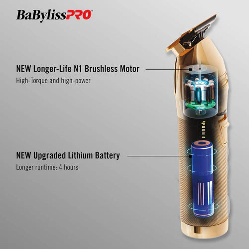 BaBylissPRO GoldFX+ Outlining Cordless Trimmer – FX787NG, Professional Hair & Beard Trimmer | JCAVES USA