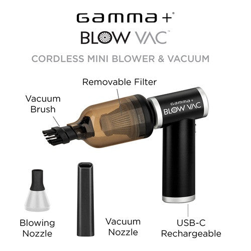 Gamma+ BLOW VAC Cordless Blower & Vacuum | Professional Salon Hair Cleaning Tool | JCAVES USA