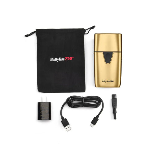 BaByliss PRO UVFOIL Metal Double-Foil Shaver – Gold FXLFS2G, UV-Disinfecting Professional Shaver | JCAVES USA