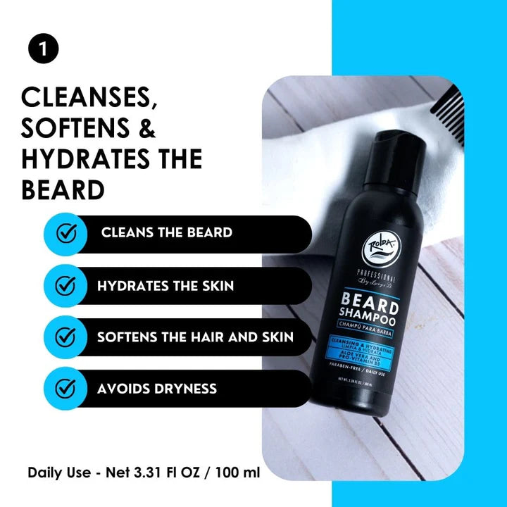 Rolda - Men's Beard Care Grooming Kit | 5-in-1 Beard Care, For Sensitive Skin, Daily Grooming Routine, Clean Beard, Restore Shine