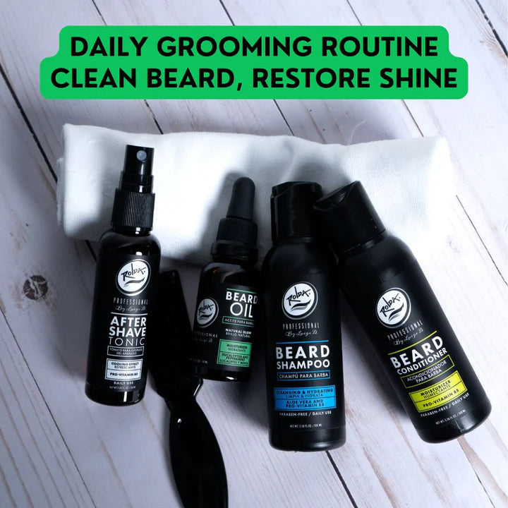 Rolda - Men's Beard Care Grooming Kit | 5-in-1 Beard Care, For Sensitive Skin, Daily Grooming Routine, Clean Beard, Restore Shine