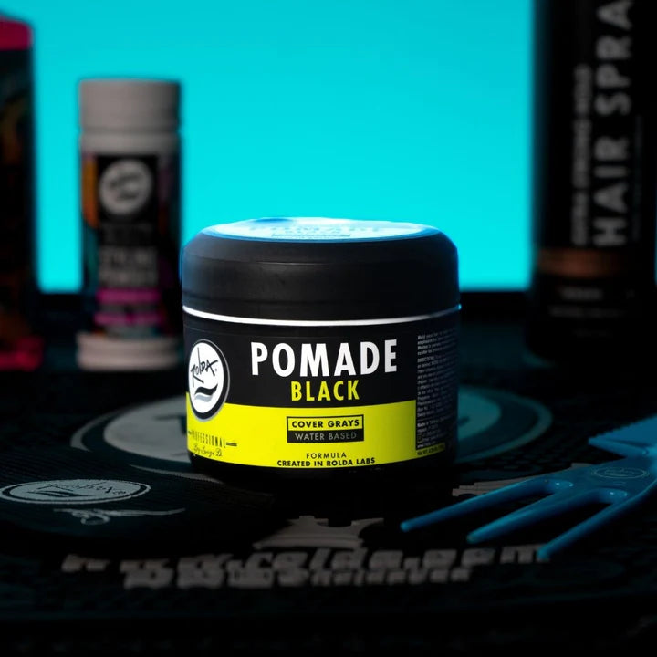Rolda - Black Hair Pomade | Covers Grey Hairs, Medium Hold, Medium Shine, Water-based Formula, All Day Hold, Flake-free, Alcohol-free