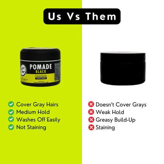 Rolda - Black Hair Pomade | Covers Grey Hairs, Medium Hold, Medium Shine, Water-based Formula, All Day Hold, Flake-free, Alcohol-free