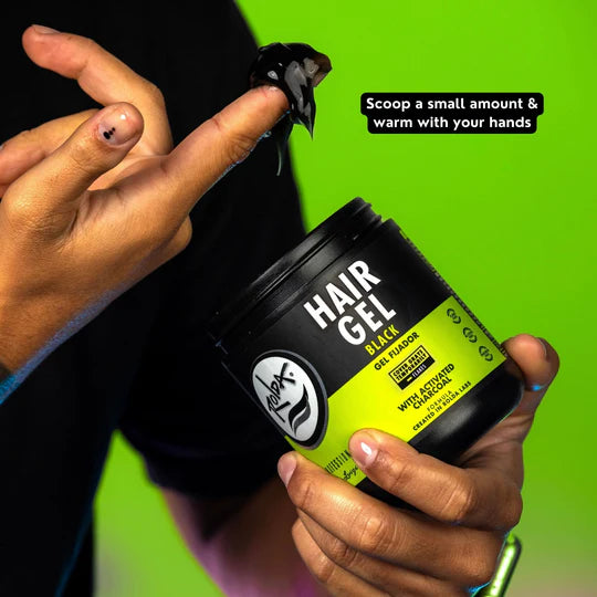 Rolda - Black Hair Styling Gel | Covers Gray Hair, Medium-Strong Hold, Medium Shine, Wet Look, Alcohol-free, Paraben-free, Flake-free