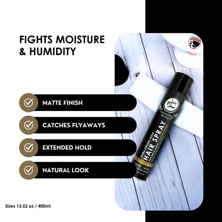 Rolda - Hair Spray Extra Strong Hold | Extra-Strong Hold, Matte Finish, Pro-Vitamin B5, Fight Moisture & Humidity, Catch Flyaway