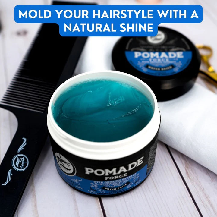 Rolda - Force Hair Pomade | Water Based Formula, Medium Hold, Medium Shine, Washes Out Easily, All Day Hold, Flake-free, Alcohol-free