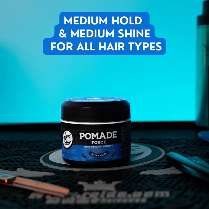 Rolda - Force Hair Pomade | Water Based Formula, Medium Hold, Medium Shine, Washes Out Easily, All Day Hold, Flake-free, Alcohol-free