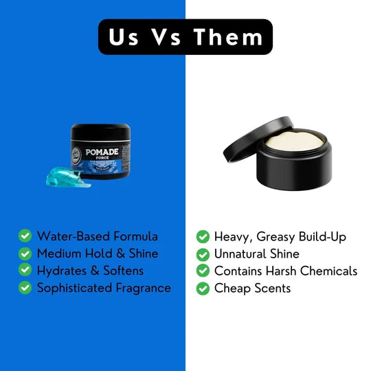 Rolda - Force Hair Pomade | Water Based Formula, Medium Hold, Medium Shine, Washes Out Easily, All Day Hold, Flake-free, Alcohol-free