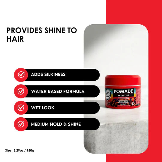 Rolda - Freestyle Hair Pomade | Water Based Formula, Medium Hold, Medium Shine, Washes Out Easily, All Day Hold, Flake-free
