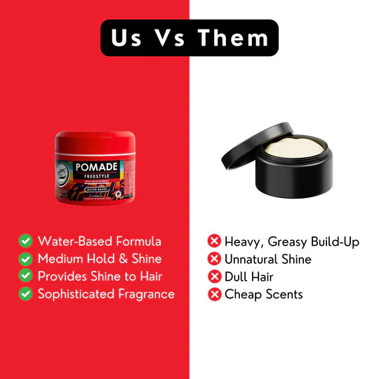 Rolda - Freestyle Hair Pomade | Water Based Formula, Medium Hold, Medium Shine, Washes Out Easily, All Day Hold, Flake-free