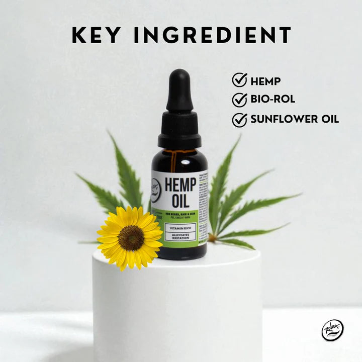 Rolda - Hemp Oil For Beard Hair | Ideal For Sensitive Skin, Antioxidant Rich, Fight Dry & Itchy Beard, Non-greasy, Organic Extract