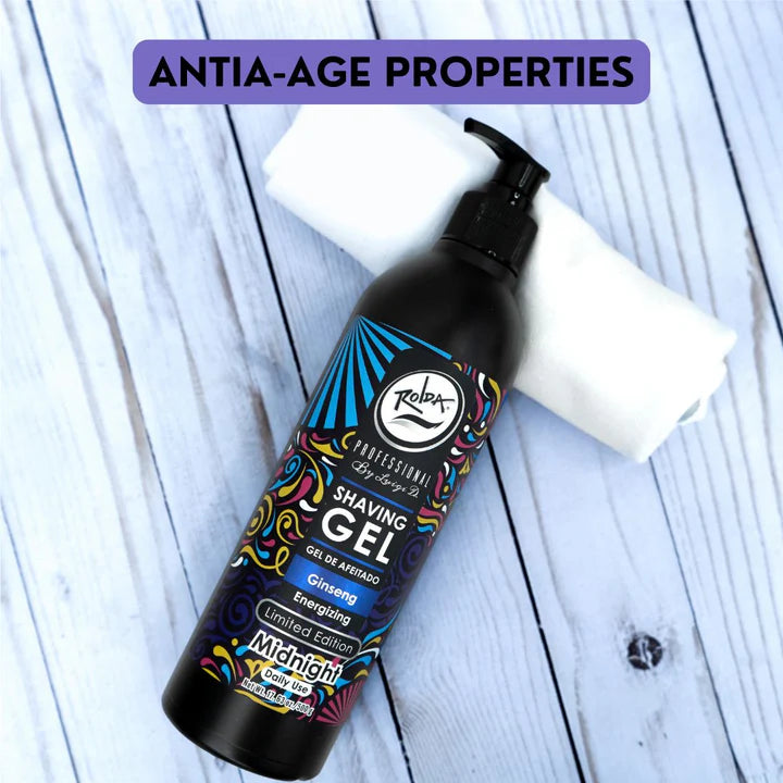 Rolda - Midnight Ginseng Shaving Gel For Sensitive Skin | No Bump Shave Gel, Mess-free Application, Anti-Aging, Fight Razor Burn, Smooth Shave