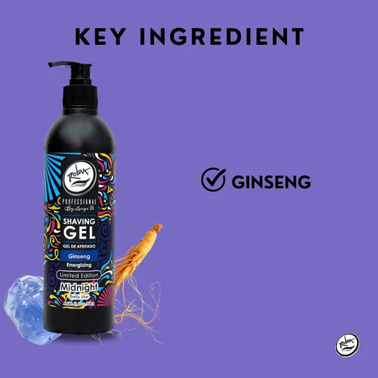 Rolda - Midnight Ginseng Shaving Gel For Sensitive Skin | No Bump Shave Gel, Mess-free Application, Anti-Aging, Fight Razor Burn, Smooth Shave