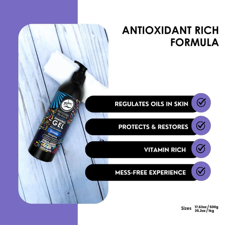 Rolda - Midnight Ginseng Shaving Gel For Sensitive Skin | No Bump Shave Gel, Mess-free Application, Anti-Aging, Fight Razor Burn, Smooth Shave