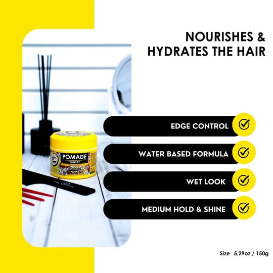 Rolda - Sunset Hair Pomade | Water Based Formula, Medium Hold, Medium Shine, Washes Out Easily, All Day Hold, Flake-free