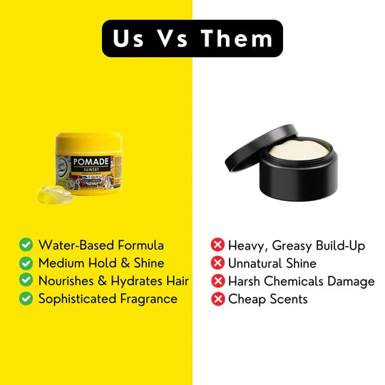 Rolda - Sunset Hair Pomade | Water Based Formula, Medium Hold, Medium Shine, Washes Out Easily, All Day Hold, Flake-free