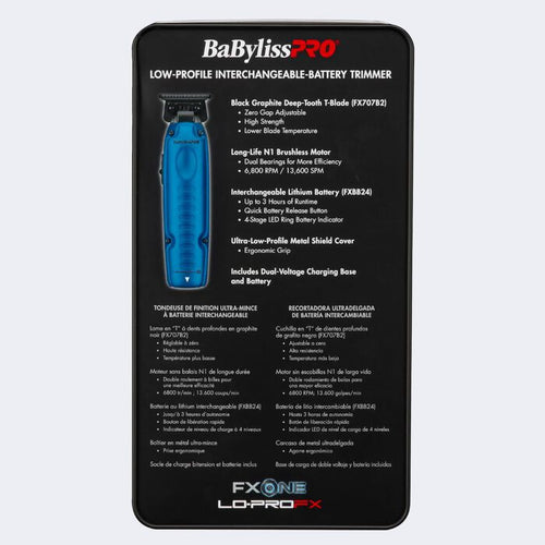 BaBylissPRO FXONE Lo-ProFX Limited Edition Black & Blue Trimmer – Professional Cordless Hair & Beard Trimmer | JCAVES USA