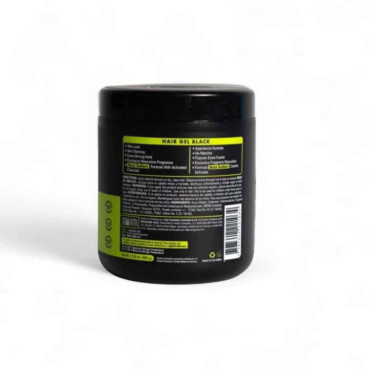 Rolda - Black Hair Styling Gel | Covers Gray Hair, Medium-Strong Hold, Medium Shine, Wet Look, Alcohol-free, Paraben-free, Flake-free