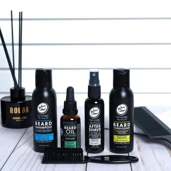 Rolda - Men's Beard Care Grooming Kit | 5-in-1 Beard Care, For Sensitive Skin, Daily Grooming Routine, Clean Beard, Restore Shine