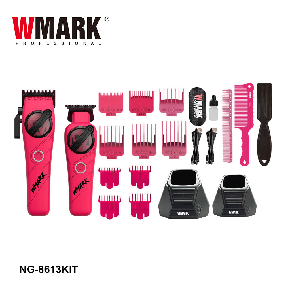 WMARK NG-8613KIT High Speed Hair Clipper Trimmer Kit ( PINK )