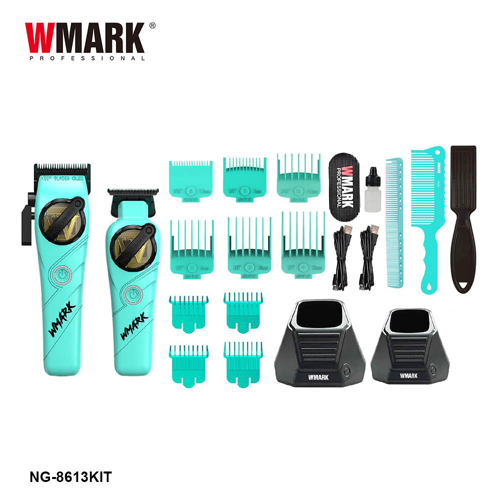 WMARK NG-8613KIT High Speed Hair Clipper Trimmer Kit ( TURQUOISE MINT )