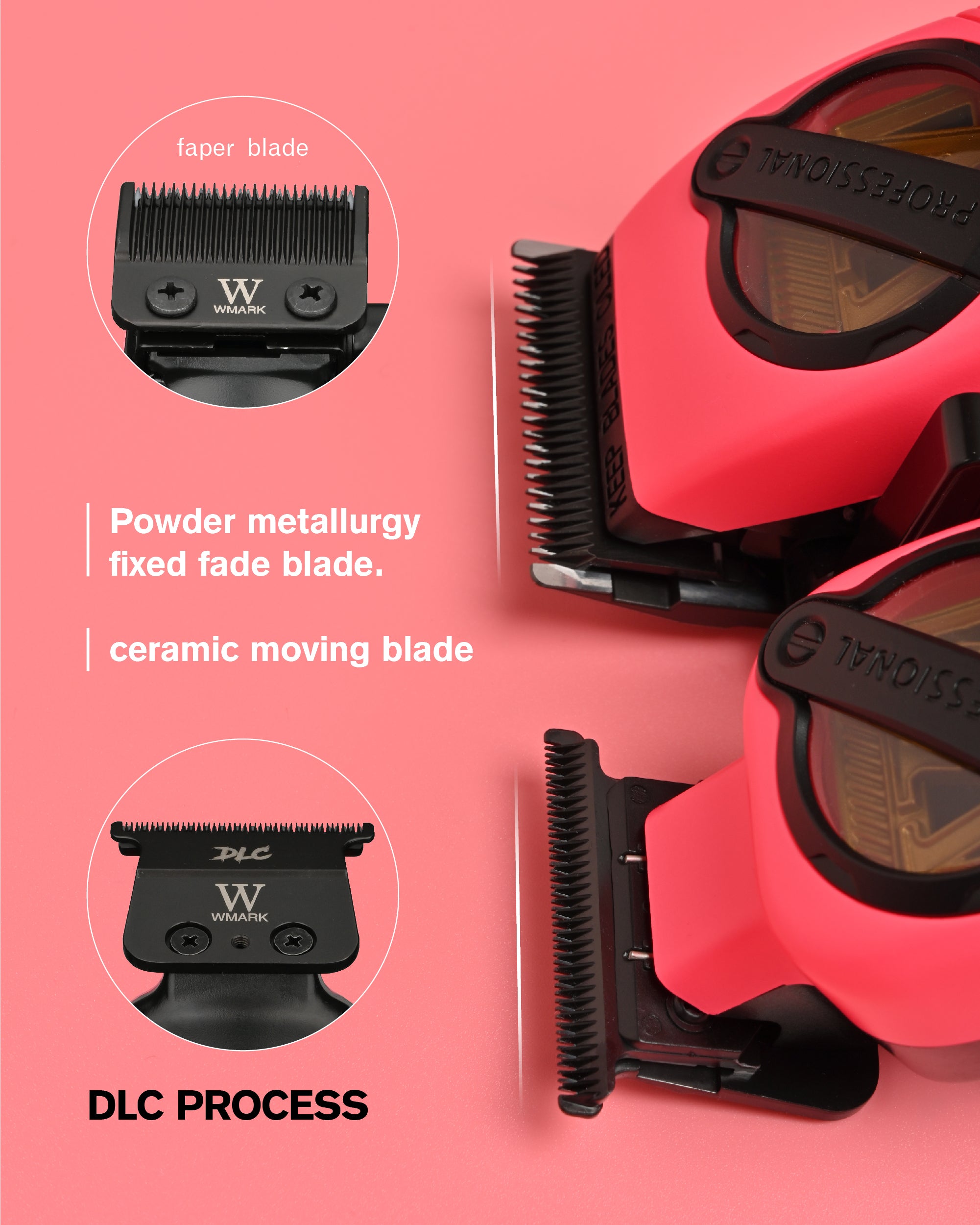 WMARK NG-8613KIT High Speed Hair Clipper Trimmer Kit ( PINK )