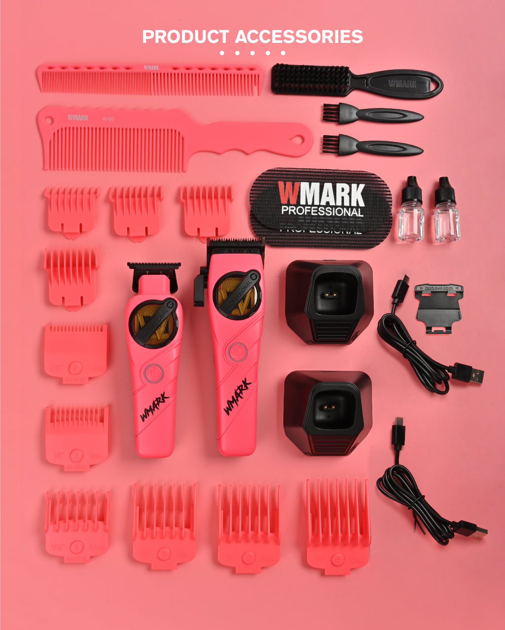 WMARK NG-8613KIT High Speed Hair Clipper Trimmer Kit ( PINK )