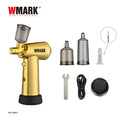 WMARK Professional Handheld Cordless Airbrush for Barber, Art & Painting - 3-Gear Air Pressure (18/21/25PSI) LED Light, Salon-Grade Precise Styling Tool, NG-AB001 (Gold))