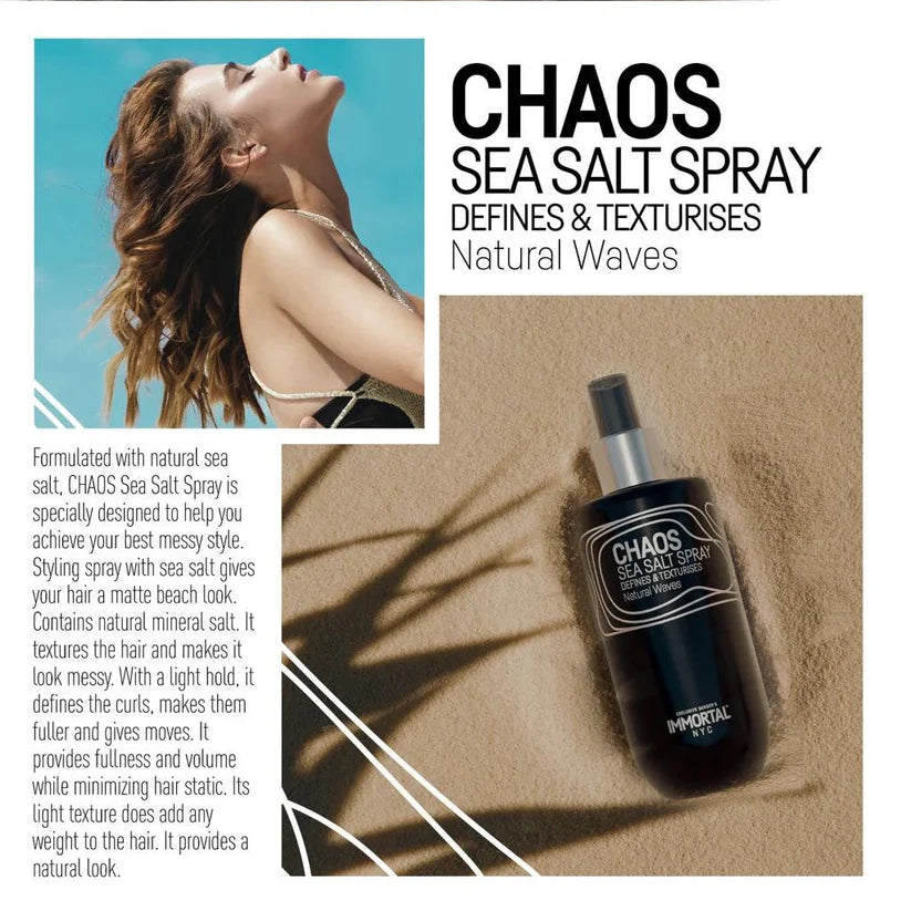Immortal NYC Chaos Sea Salt Spray | Define & Texturize Hair with Natural Waves | JCAVES USA