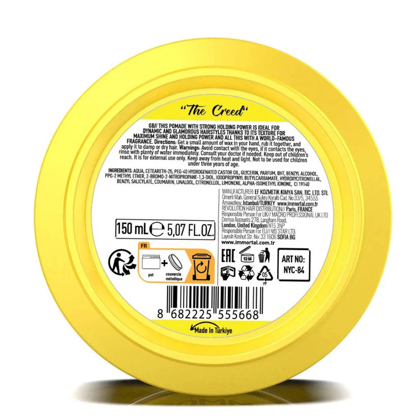 Immortal NYC Original Pomade "The Creed" | Strong Hold & Shiny Finish Hair Styling | JCAVES USA