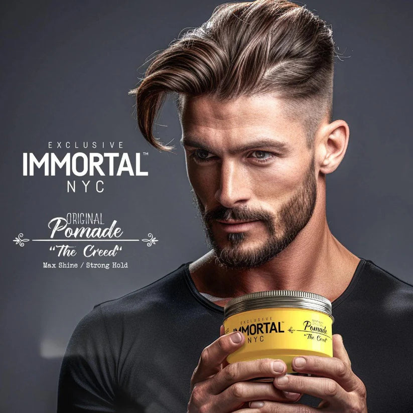 Immortal NYC Original Pomade "The Creed" | Strong Hold & Shiny Finish Hair Styling | JCAVES USA