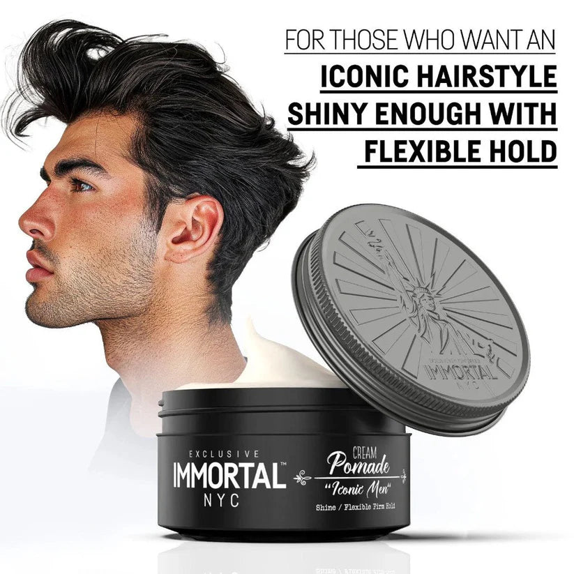 Immortal NYC Cream Pomade – Iconic Man | Long-Lasting Hold & Natural Shine | JCAVES USA