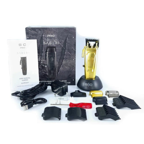 StyleCraft Saber 2.0 Cordless Modular Clipper w/ High-Torque Digital Brushless Motor - Gold (SC617M)