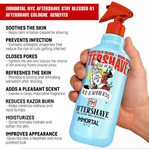 Immortal NYC Aftershave Stay Blessed 02 | Soothing Post-Shave Balm & Fragrance | JCAVES USA