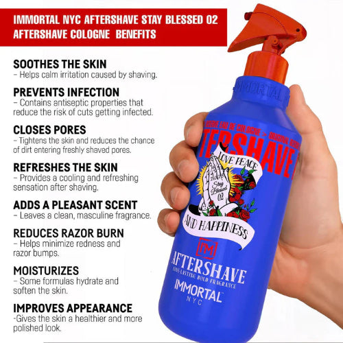 Immortal NYC Aftershave Stay Blessed 02 | Soothing & Hydrating Post-Shave for Men | JCAVES USA