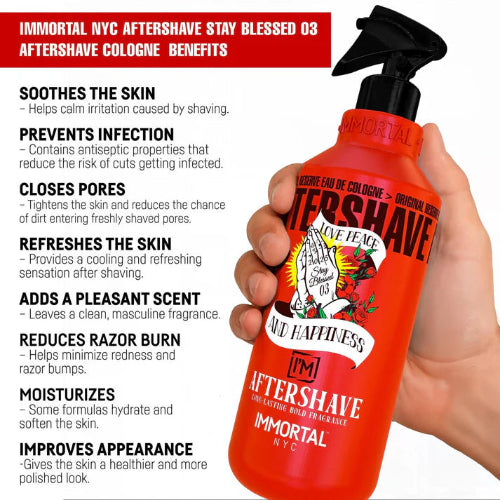 Immortal NYC Aftershave Stay Blessed 03 | Refreshing & Soothing Post-Shave Balm for Men | JCAVES USA