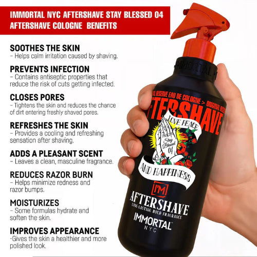 Immortal NYC Aftershave Stay Blessed 04 | Refreshing & Soothing Post-Shave for Men | JCAVES USA