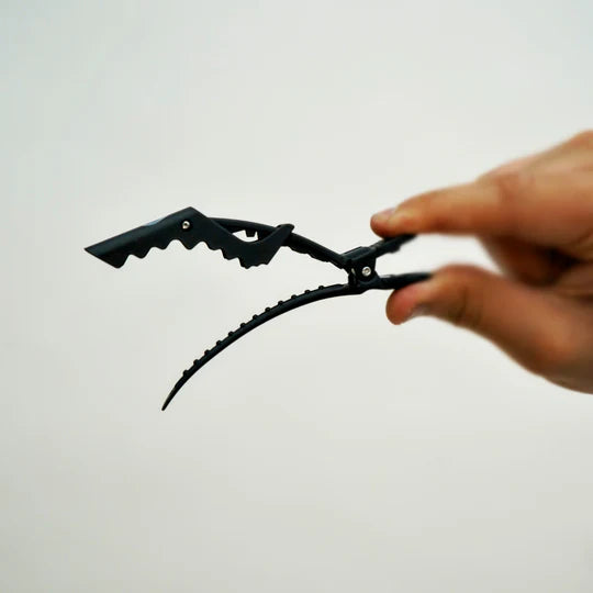 Rolda - Alligator Barber Hair Clips | 6-pack, Carbon-Fiber, Heat Resistant (BLACK)