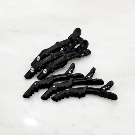 Rolda - Alligator Barber Hair Clips | 6-pack, Carbon-Fiber, Heat Resistant (BLACK)
