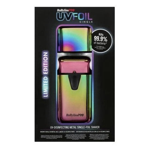 BaByliss PRO UVFOIL Iridescent Cordless Single-Foil Shaver – Rainbow, Professional Grooming Tool | JCAVES USA