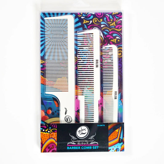 Rolda - Barber Hair Styling Comb Kit | 3-Pack (WHITE)