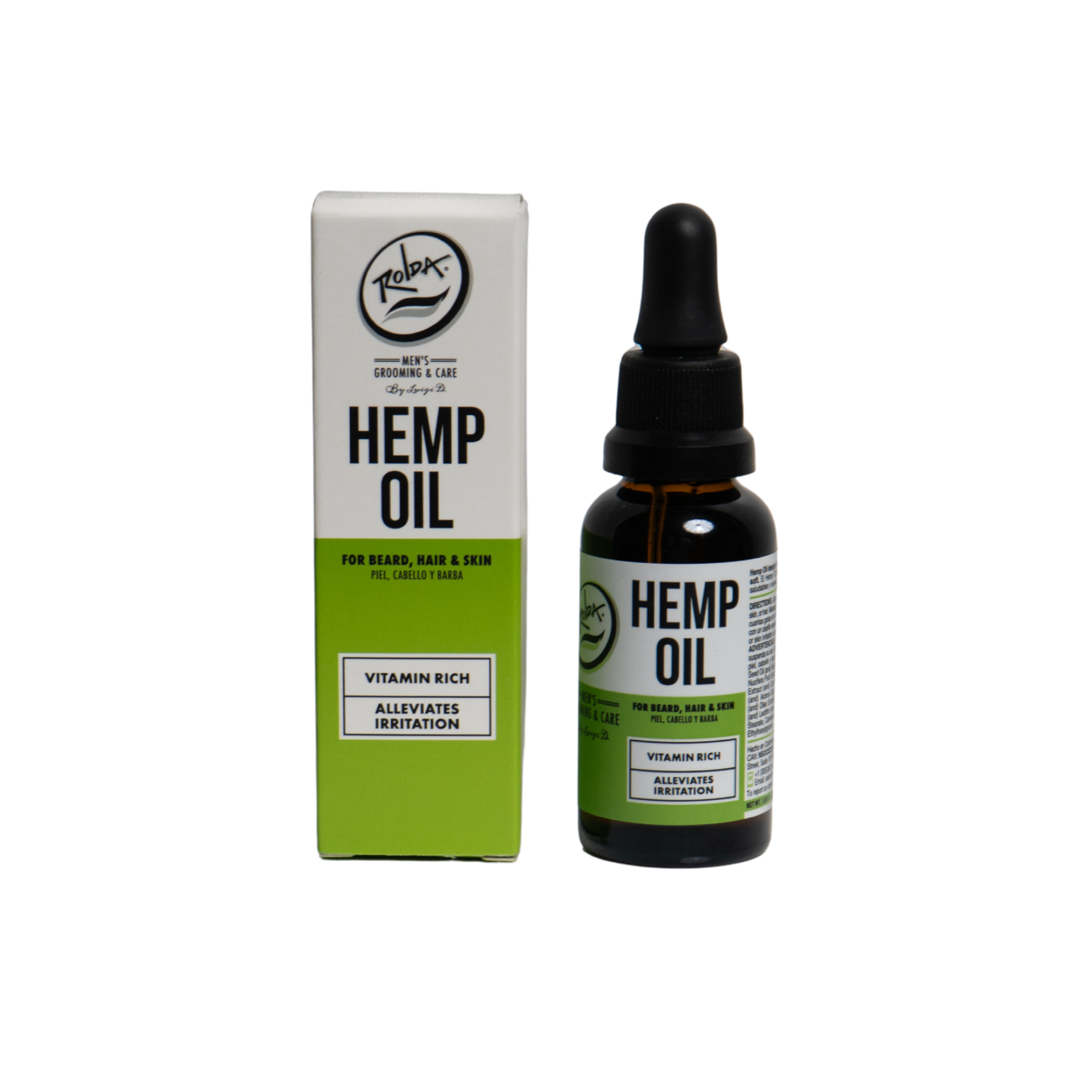 Rolda - Hemp Oil For Beard Hair | Ideal For Sensitive Skin, Antioxidant Rich, Fight Dry & Itchy Beard, Non-greasy, Organic Extract