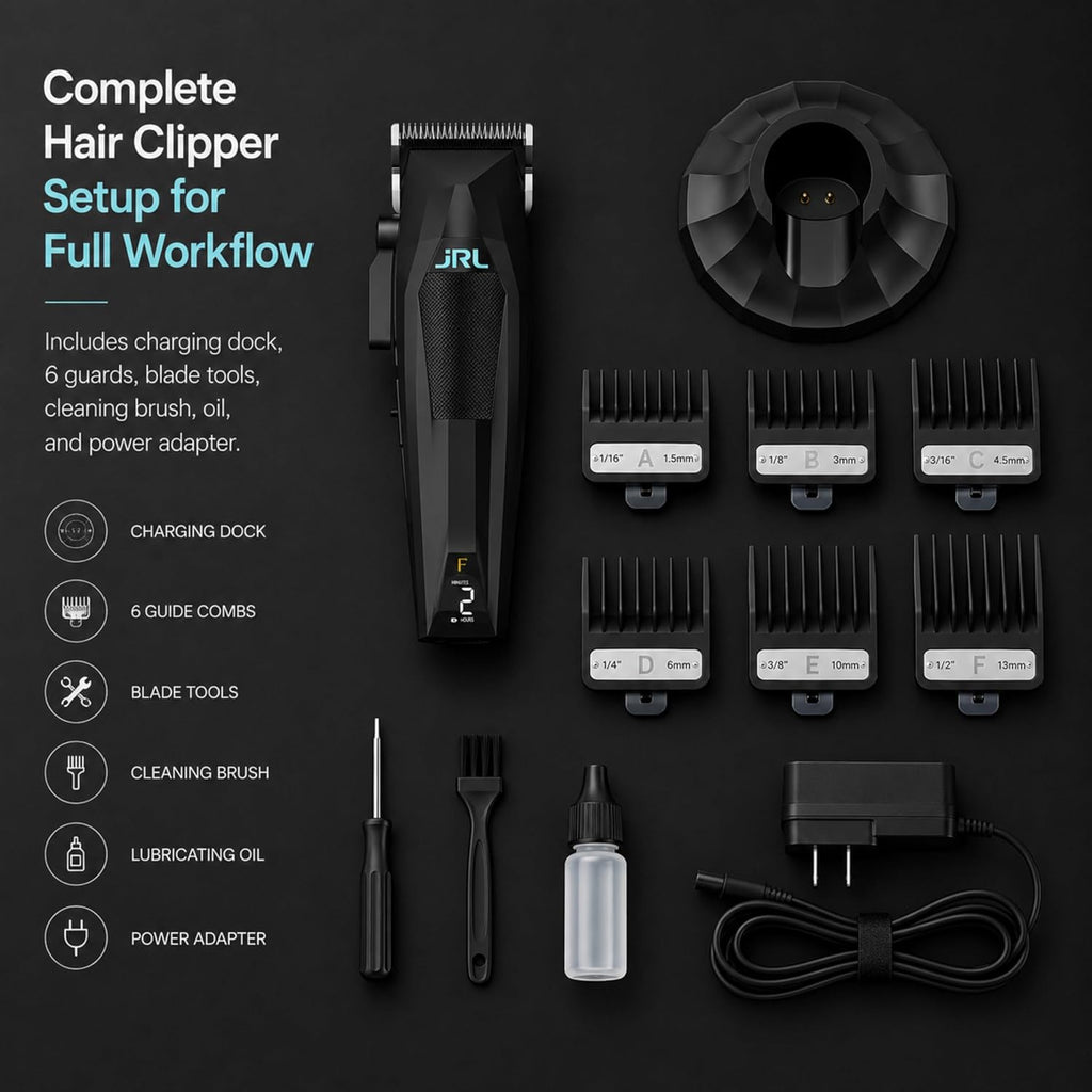 JRL 3000C Black Professional Cordless Clipper | Fade Blade