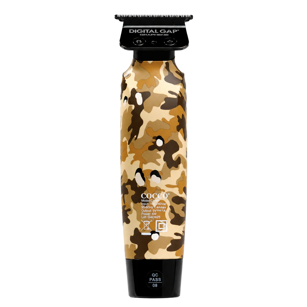 Cocco Hyper Veloce Pro Cordless Trimmer – Limited Edition Camo | Graphene Digital Gap Blade + Charging Stand | JCAVES USA