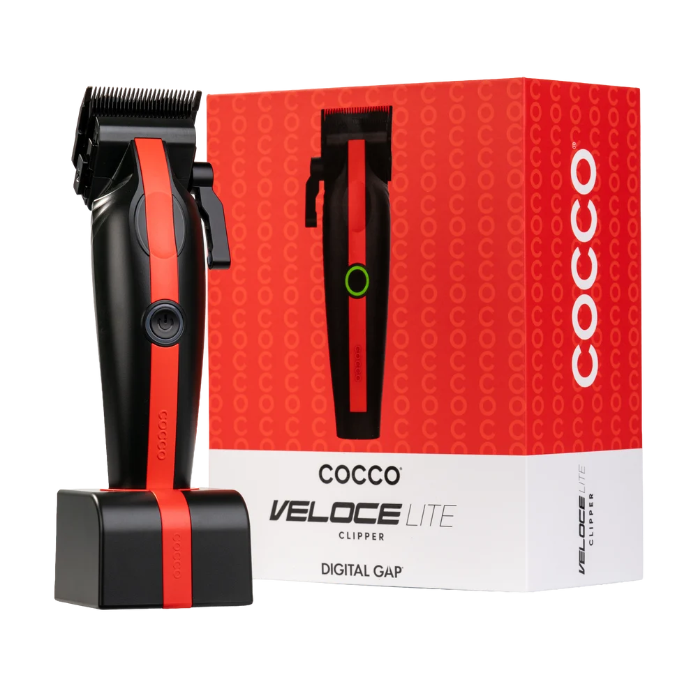 COCCO® Veloce Lite Clipper Black/Red Stripe | Professional Cordless Hair Clipper