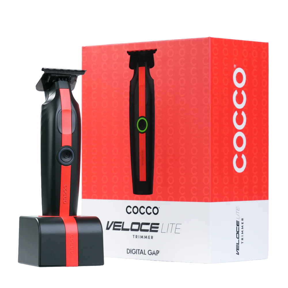 COCCO® Veloce Lite Trimmer Black/Red Stripe | Professional Cordless Trimmer