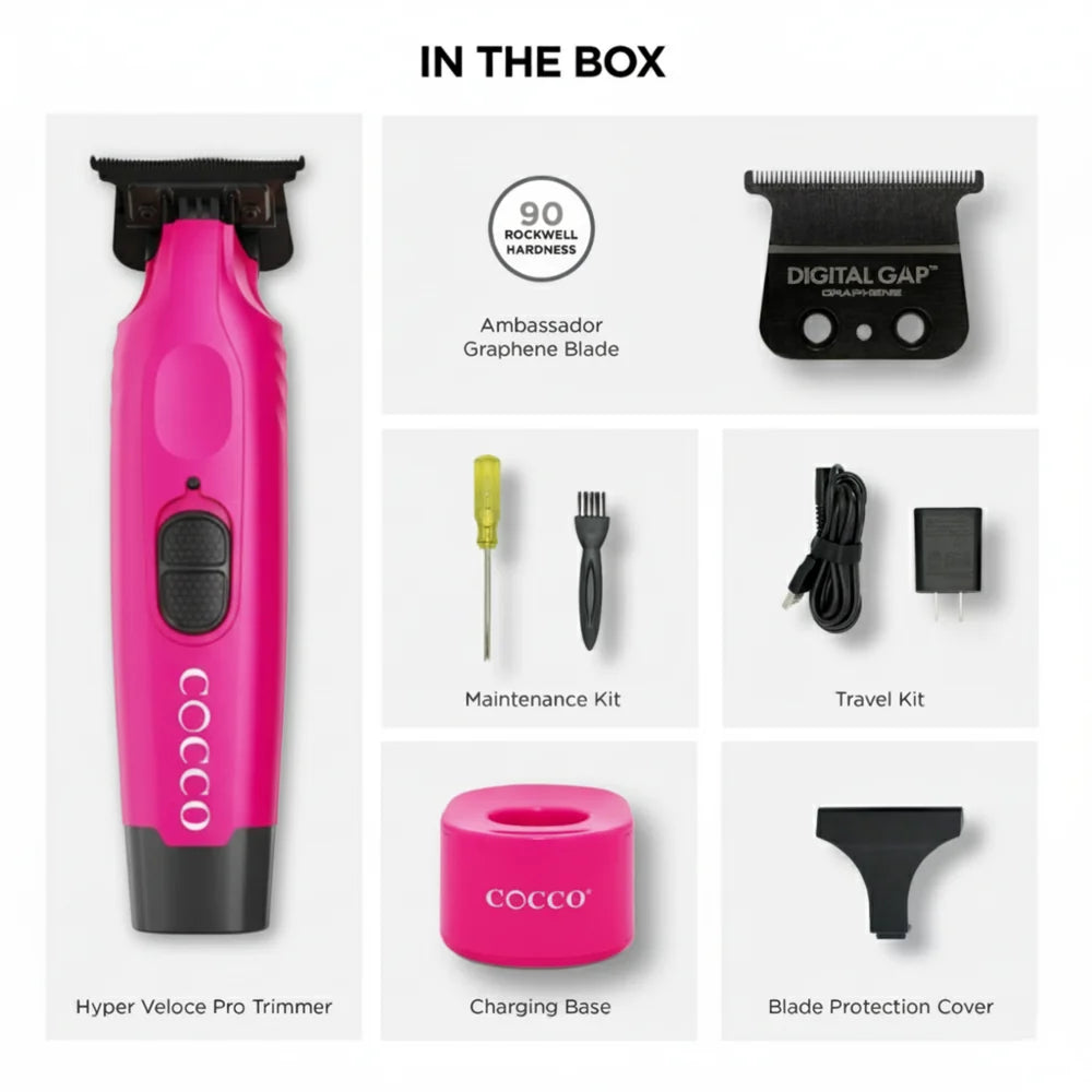 COCCO® Hyper Veloce Pro Trimmer Pink | Professional Graphene Trimmer